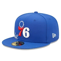Casquette ajustée 59FIFTY pour homme New Era Blue Philadelphia 76ers avec fente latérale