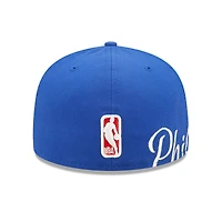 Casquette ajustée 59FIFTY pour homme New Era Blue Philadelphia 76ers avec fente latérale