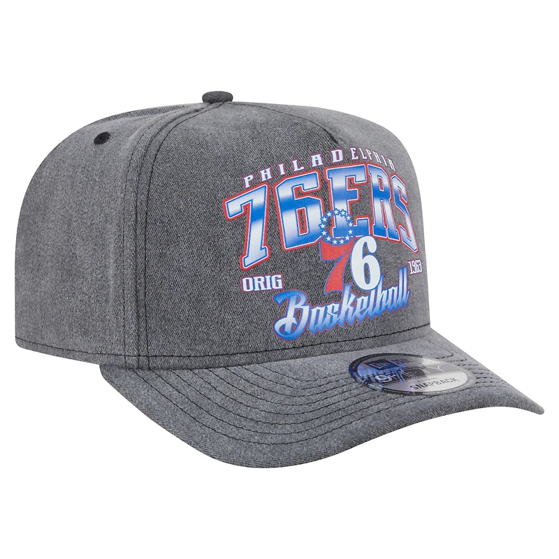 Casquette snapback pré-courbée 9FIFTY des Philadelphia 76ers de New Era pour homme, couleur anthracite