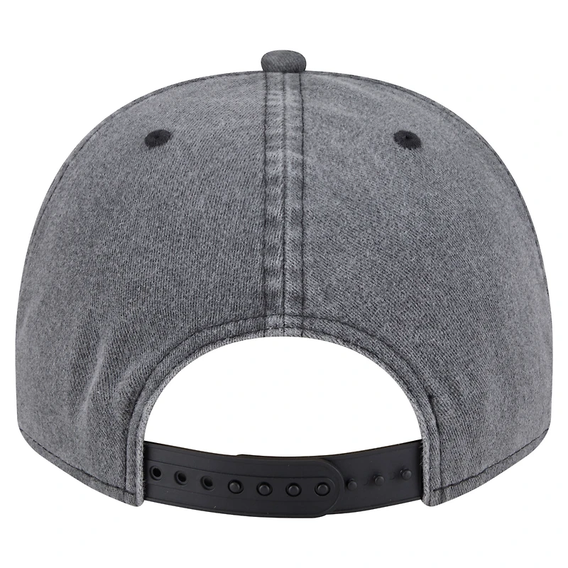 Men's New Era Charcoal Philadelphia 76ers Throwback Washed Pre-Curved 9FIFTY Snapback Hat