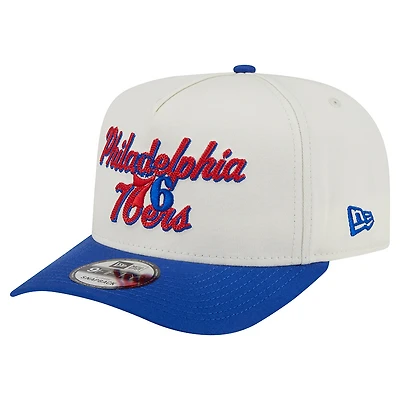 Men's New Era Cream/Royal Philadelphia 76ers Chainstitch 9FIFTY A-Frame Snapback Hat