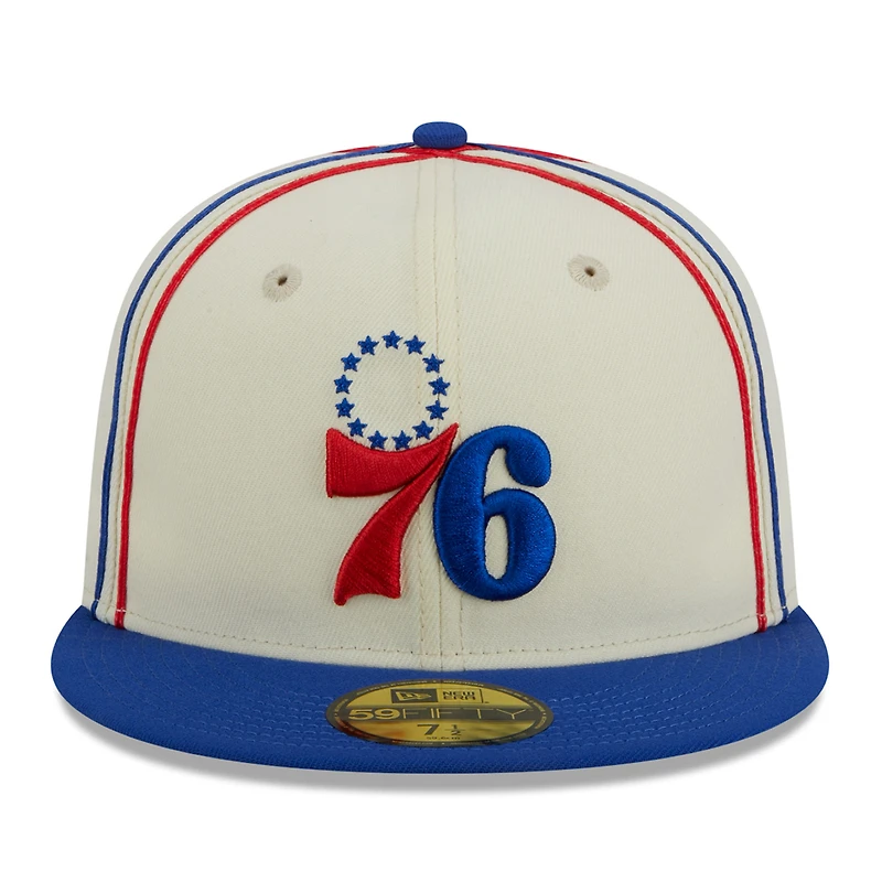 Casquette ajustée 59FIFTY 2 tons crème/royal Philadelphia 76ers New Era pour hommes