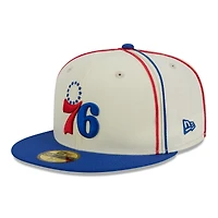 Men's New Era Cream/Royal Philadelphia 76ers Piping 2-Tone 59FIFTY Fitted Hat