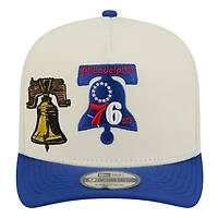 Men's New Era  Cream Philadelphia 76ers Illustrated Mascot 2-Toned Pre-Curved A-Frame 9FIFTY Adjustable Hat