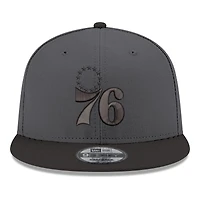 Men's New Era Gray/Black Philadelphia 76ers Logo 2-Tone 9FIFTY Snapback Hat