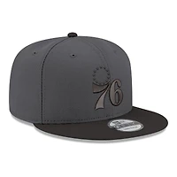Men's New Era Gray/Black Philadelphia 76ers Logo 2-Tone 9FIFTY Snapback Hat