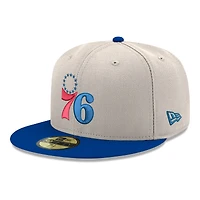 Casquette ajustée New Era 59FIFTY chromée Philadelphia 76ers grise et bleue pour homme