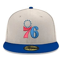 Men's New Era  Gray/Royal Philadelphia 76ers Chrome 59FIFTY Fitted Hat