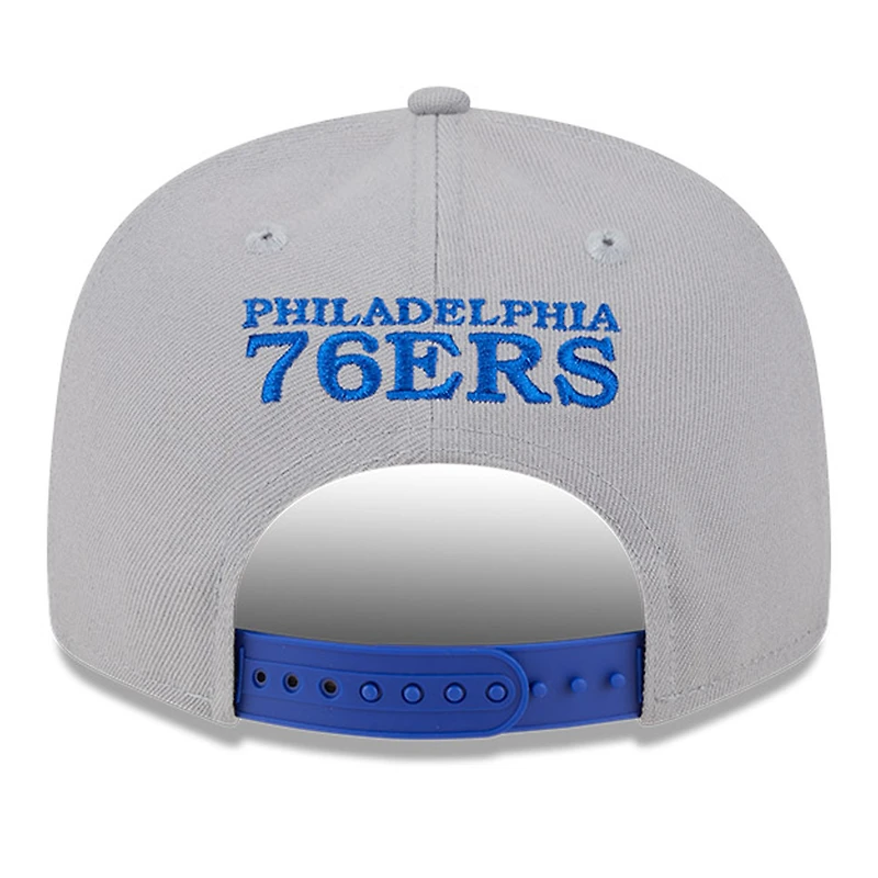 Men's New Era Gray Philadelphia 76ers Chenille Band 9FIFTY Snapback Hat