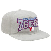 Casquette de golf snapback en velours côtelé Philadelphia 76ers grise New Era pour homme