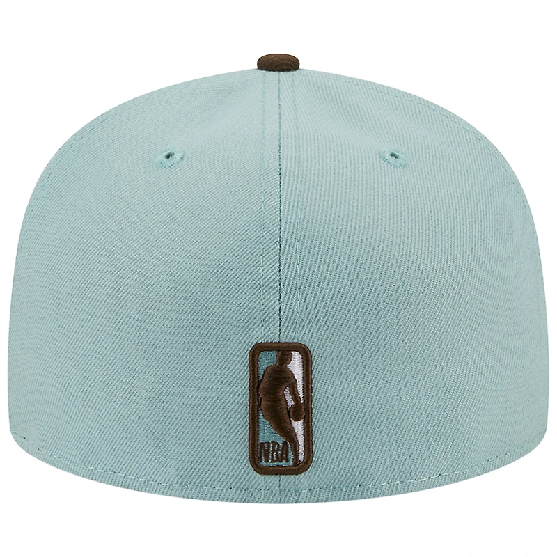 Casquette ajustée bicolore 59FIFTY des Philadelphia 76ers New Era pour homme, bleu clair/marron
