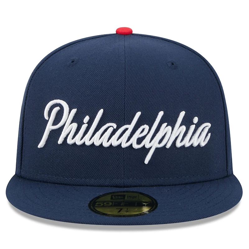 Men's New Era Navy Philadelphia 76ers 2025/26 City Edition 59FIFTY Fitted Hat