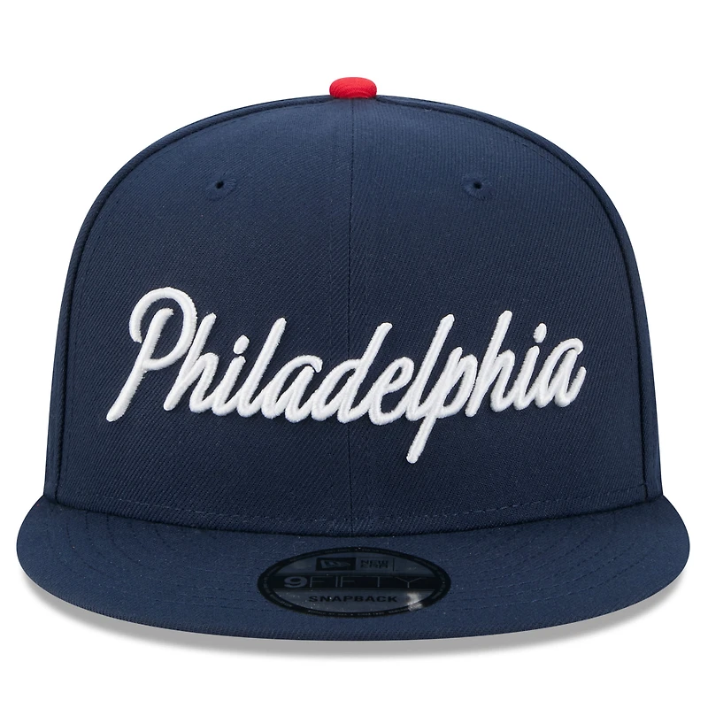 Men's New Era Navy Philadelphia 76ers 2025/26 City Edition 9FIFTY Snapback Hat