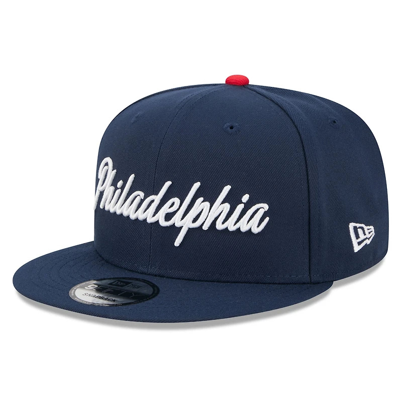 Casquette snapback New Era bleu marine Philadelphia 76ers 2025/26 City Edition 9FIFTY pour homme