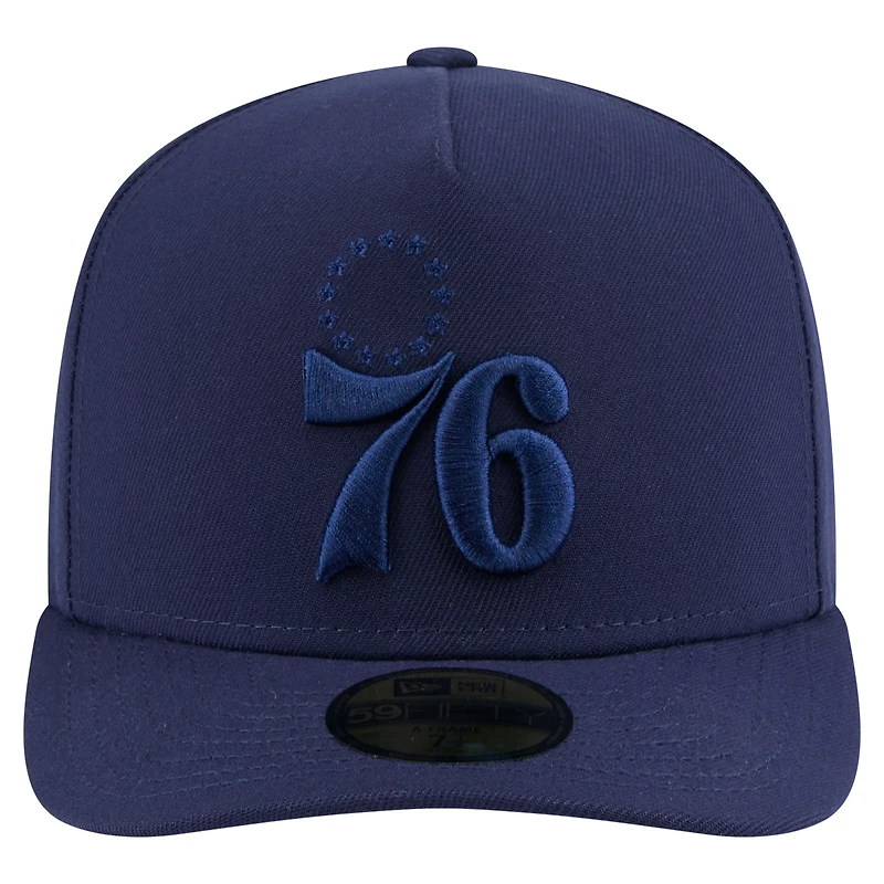 Men's New Era  Navy Philadelphia 76ers Colorpack A-Frame Pinch Front 59FIFTY Fitted Hat