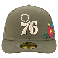 Men's New Era Olive Philadelphia 76ers Tonal Florals 59FIFTY Fitted Hat