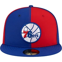 Men's New Era  Red/Royal Philadelphia 76ers 80s Throwback Pinwheel 59FIFTY Fitted Hat
