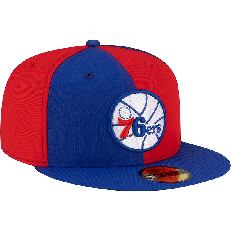 Men's New Era  Red/Royal Philadelphia 76ers 80s Throwback Pinwheel 59FIFTY Fitted Hat