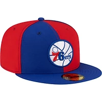 Men's New Era  Red/Royal Philadelphia 76ers 80s Throwback Pinwheel 59FIFTY Fitted Hat