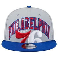 Casquette Snapback 9FIFTY Tip-Off 9FIFTY des Philadelphia 76ers New Era, bleu royal/gris pour hommes