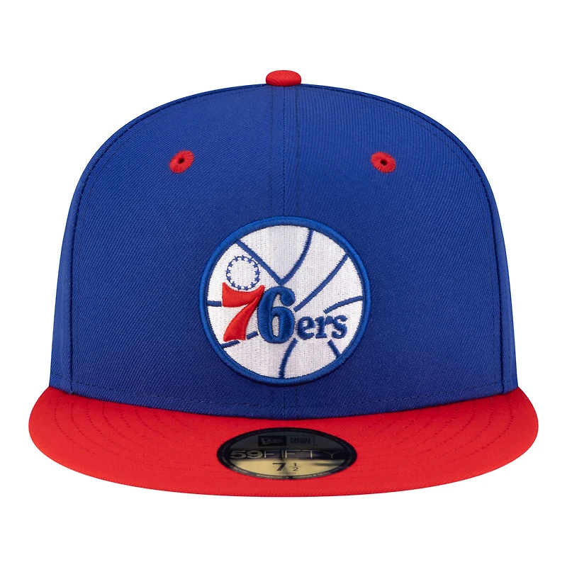 Men's New Era  Royal/Red Philadelphia 76ers 80s Throwback 59FIFTY Fitted Hat