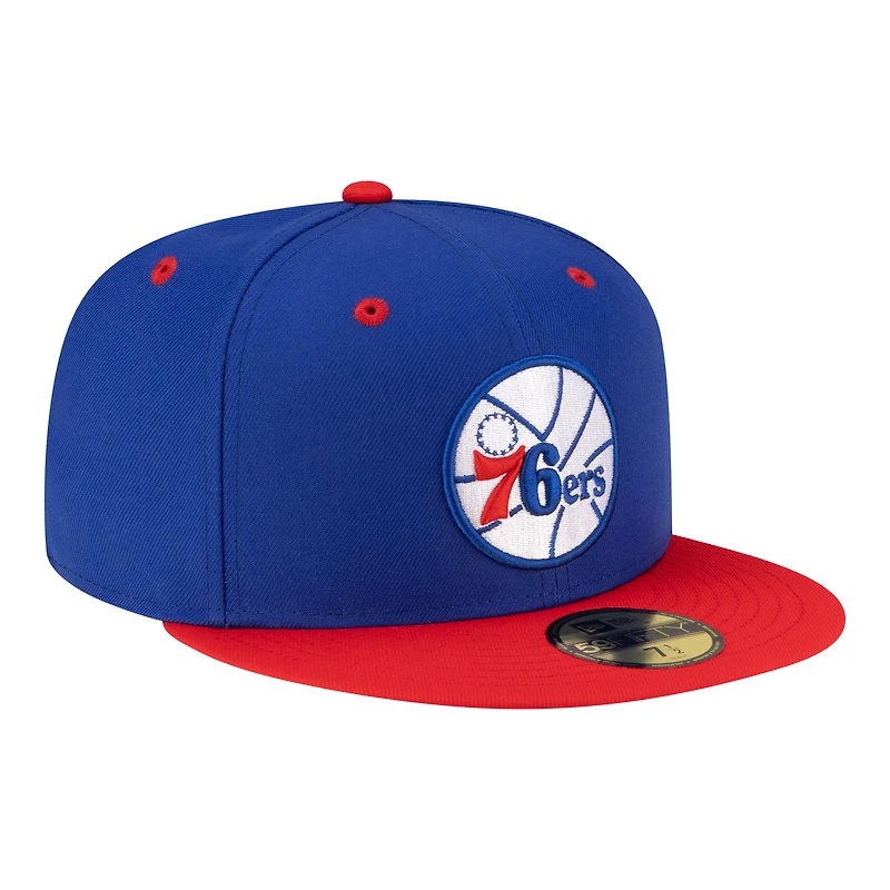 Men's New Era  Royal/Red Philadelphia 76ers 80s Throwback 59FIFTY Fitted Hat