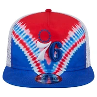 Casquette snapback de golf New Era bleu royal/rouge Philadelphia 76ers pour homme