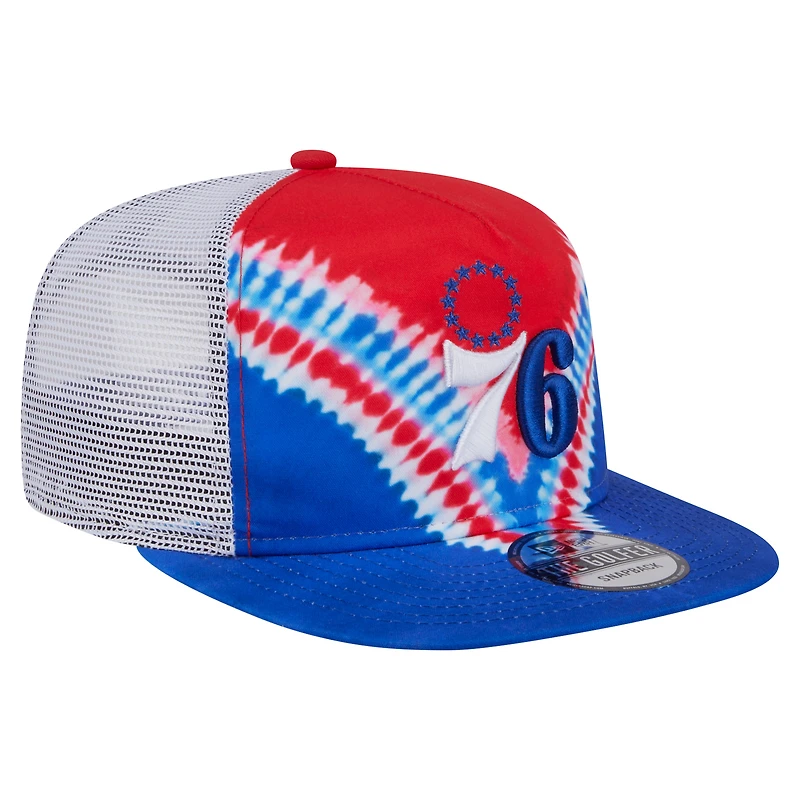 Casquette snapback de golf New Era bleu royal/rouge Philadelphia 76ers pour homme