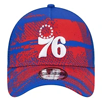 Casquette ajustable New Era 9FORTY Philadelphia 76ers Tip Off A-Frame Trucker pour homme Royal/Rouge