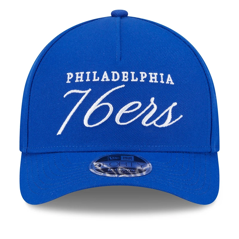 Casquette ajustable New Era Royal Philadelphia 76ers 2025 NBA Draft M-Crown A-Frame 9FORTY pour homme