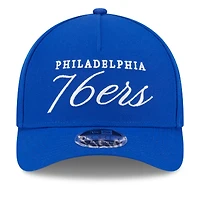 Casquette ajustable New Era Royal Philadelphia 76ers 2025 NBA Draft M-Crown A-Frame 9FORTY pour homme