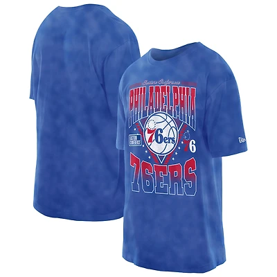 T-shirt New Era Royal Philadelphia 76ers Boxy Old School Sport Vintage Wash pour homme