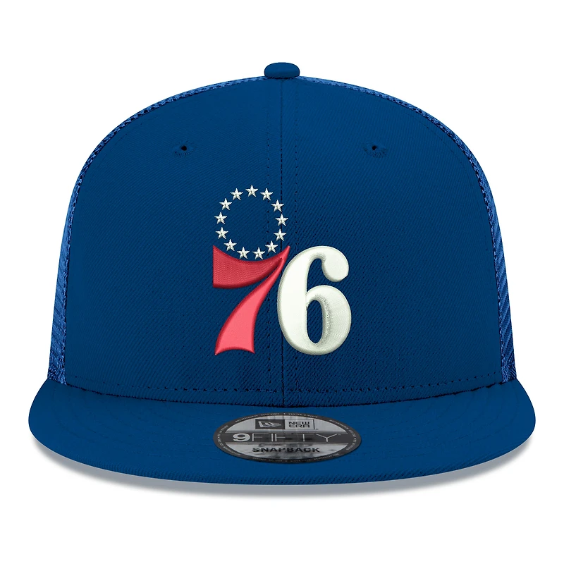 Men's New Era Royal Philadelphia 76ers Core Logo Meshback 9FIFTY Snapback Hat