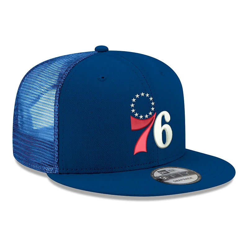 Men's New Era Royal Philadelphia 76ers Core Logo Meshback 9FIFTY Snapback Hat