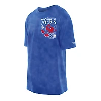 T-shirt oversize New Era Royal Philadelphia 76ers Old School Sport Enzyme Wash pour homme