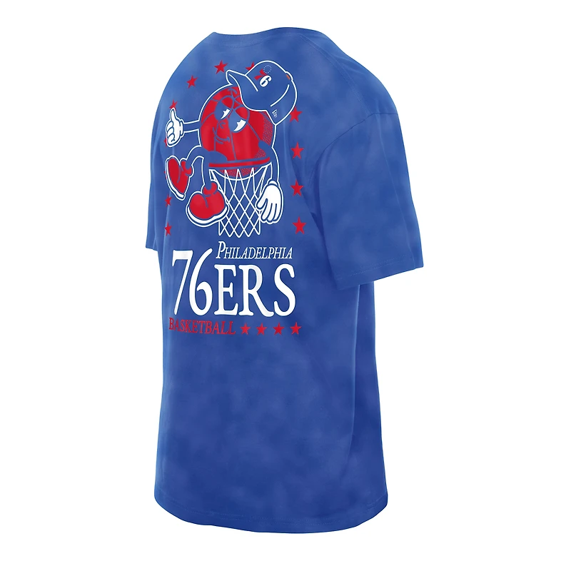 T-shirt oversize New Era Royal Philadelphia 76ers Old School Sport Enzyme Wash pour homme