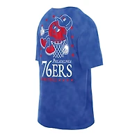 T-shirt oversize New Era Royal Philadelphia 76ers Old School Sport Enzyme Wash pour homme