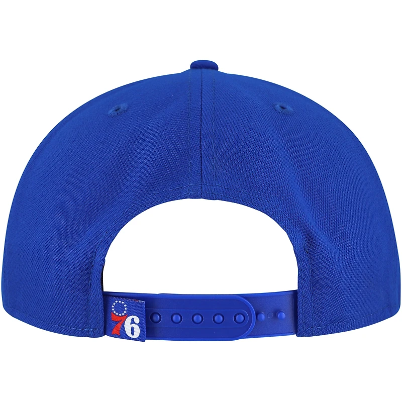 Casquette snapback surdimensionnée avec logo imprimé bouffant Royal Philadelphia 76ers New Era pour hommes