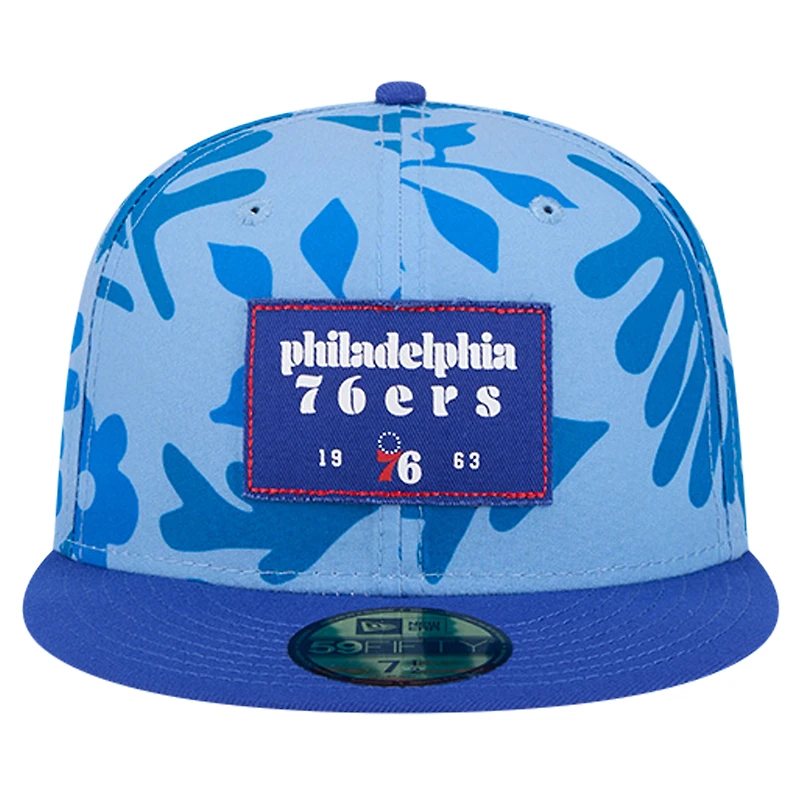 Men's New Era Royal Philadelphia 76ers Palm Fronds 2-Tone 59FIFTY Fitted Hat