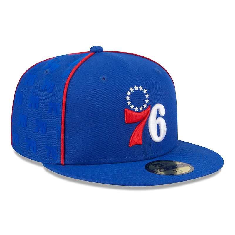 Casquette ajustée 59Fifty passepoilée et floquée Royal Philadelphia 76ers New Era pour homme