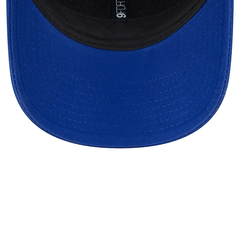 Men's New Era  Royal Philadelphia 76ers Plate Oversized Patch Trucker 9FORTY Adjustable Hat