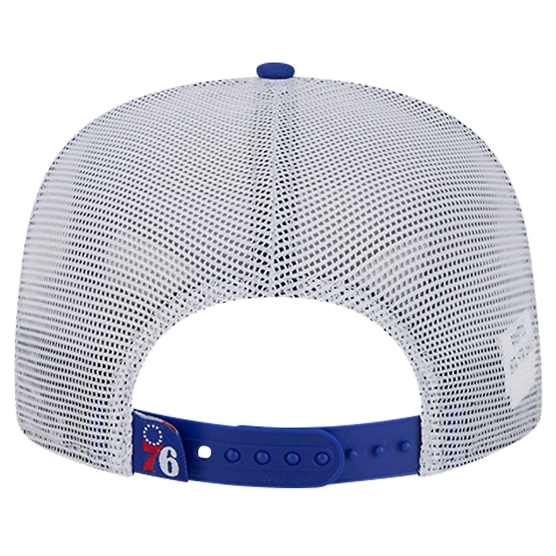 Casquette de camionneur Snapback 9FIFTY A-Frame Royal Philadelphia 76ers Puff Print Team Code New Era pour homme