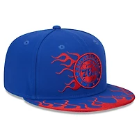 Casquette Snapback 9FIFTY Royal Philadelphia 76ers Rally Drive Flames New Era pour homme
