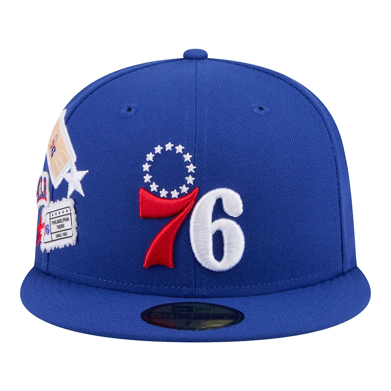 Casquette ajustée New Era Royal Philadelphia 76ers Team Collage 59FIFTY pour homme