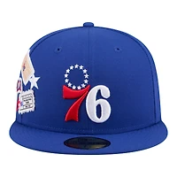 Casquette ajustée New Era Royal Philadelphia 76ers Team Collage 59FIFTY pour homme