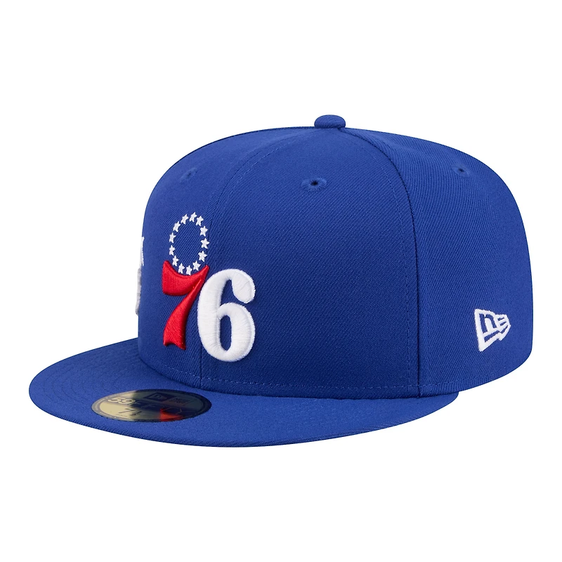 Casquette ajustée New Era Royal Philadelphia 76ers Team Collage 59FIFTY pour homme