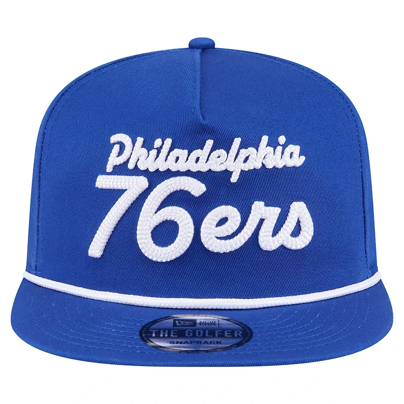 Casquette snapback de golfeur New Era Royal Philadelphia 76ers pour homme
