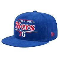 Men's New Era Royal Philadelphia 76ers Throwback Display Corduroy 9FIFTY Snapback Hat
