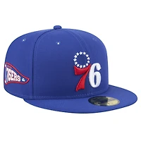 Casquette ajustée Philadelphia 76ers Throwback Pennant 59FIFTY pour homme New Era Royal