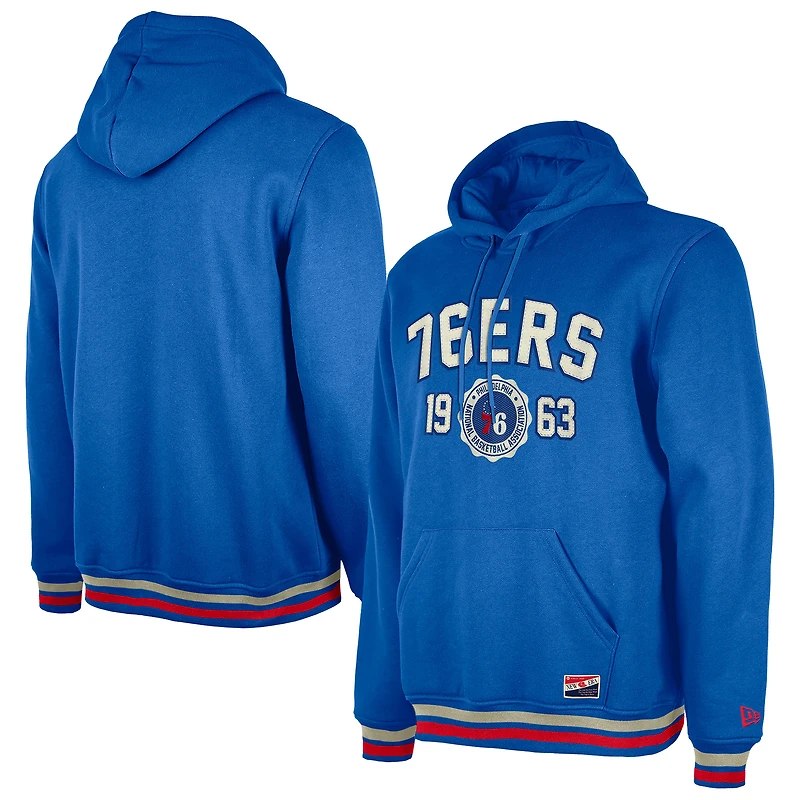 Sweat à capuche rétro Philadelphia 76ers Royal New Era pour homme